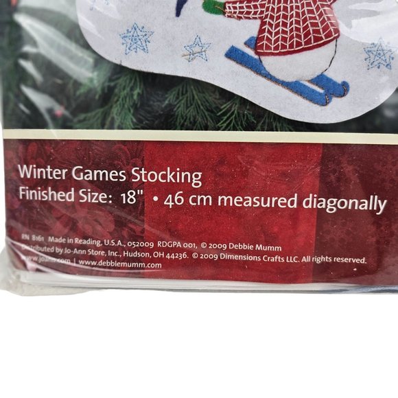 Debbie Mumm Felt Stocking Craft Kit Winter Games Christmas Holiday Blue White - Picture 6 of 9